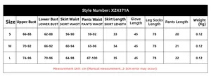 Tableau des tailles détaillé pour l'ensemble lingerie rose cinq pièces en maille sexy