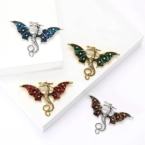 Broches de dragon occidental exquises avec émail et strass brillants pour les costumes