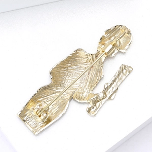 Creative alloy engineer brooch in matte gold finish showing detailed safety pin back closure