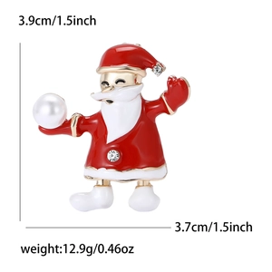 Broche Père Noël créative en émail avec perles et cristaux pour tenues de fête de Noël