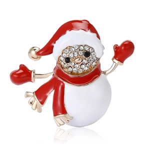 Broche de Muñeco de Nieve de Navidad Aleación Diamantes de Imitación Esmalte Goteo de Aceite Insignia Festiva Joyería para Mujer Regalo