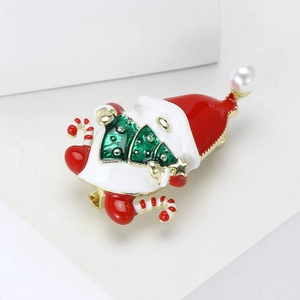 Spilla Gnomo Babbo Natale Smaltata Natalizia Lega Albero Bastoncino Di Zucchero Pin Per Donne Vestito Festivo Gioielli Accessori Regalo