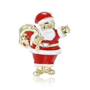 Santa Claus Brooch For Women Alloy Enamel Festive Pin Rhinestone Drip Oil Christmas Fashion Jewelry Clothing Accessory Gift