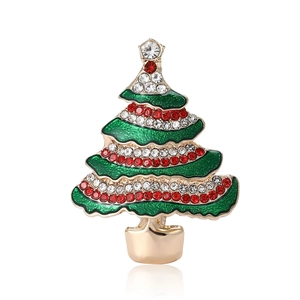 Spilla ad Albero di Natale in Lega di Smalto Verde con Strass per Donna Gioielli Regalo di Natale