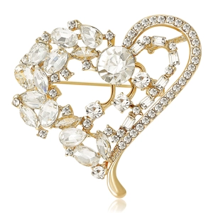 Élégante Broche Cœur en Alliage Incrustée de Strass Bijoux de Mode de Luxe Épingle pour Femme Costume Manteau Décoration Vêtements Cadeau