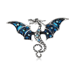 Broche Dragon Occidental en Alliage Fantaisie Strass Émail Goutte d'Huile Épingle Dragon Volant Bijoux Décoratifs pour Accessoire Manteau Unisexe