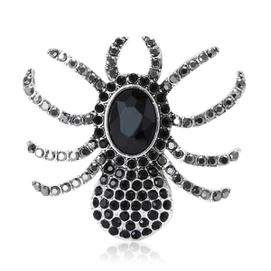 Vintage Alloy Rhinestone Spider Brooch Pin For Women Gothic Insect Breastpin Decorative Accessory For Overcoat Suit