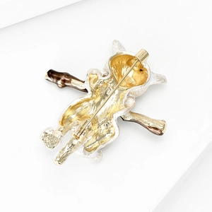 Cute alloy cat brooch back view showing secure pin mechanism and metallic casting texture