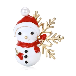 Kerst Sneeuwpop Broche Legering Emaille Sneeuwvlok Reversspeld Met Imitatieparel Strass Decoratie Feestelijke Kerst Sieraden