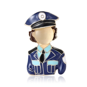 Broche en Émail de Policier de Dessin Animé en Alliage Personnage Professionnel Épinglette pour Costume Sac à Dos Accessoires Décoratifs Cadeau Unisexe