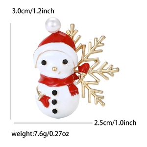 Kerst sneeuwpop broche met rode muts en gouden sneeuwvlok voor feestelijke outfits