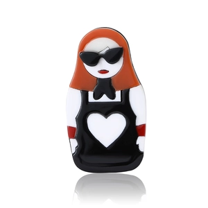 Modern Acrylic Sunglasses Lady Brooch Pin Cartoon Character Creative Drip Oil Badge For Women Clothing Bag Decoration Jewelry