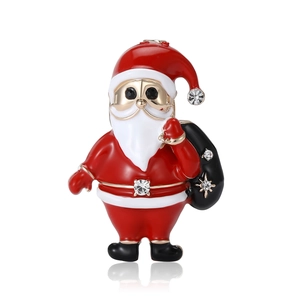 Broche de Papá Noel de Navidad Aleación Esmalte Strass Pin Accesorio de Disfraz de Fiesta Joyería para Mujer Fiesta Decoración Regalos