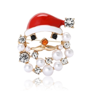 Mode Legierung Emaille Weihnachtsmann Brosche Mit Strass Künstliche Perlen Akzenten Weihnachts Anstecknadel Für Damen Herren Schmuck