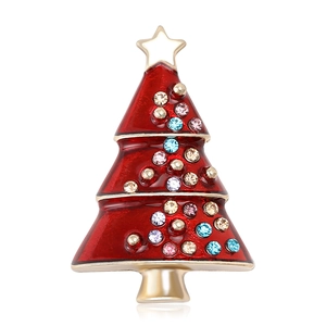 Christmas Tree Brooch Alloy Colorful Rhinestone Enamel Pin Festive Jewelry Gift For Women Red Green Xmas Decoration Accessory