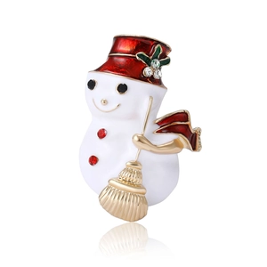 Broche Bonhomme de Neige de Noël en Alliage Créatif Strass Émail Goutte d'Huile Épingle de Chapeau Feuille de Houx Festive Cadeau de Bijoux