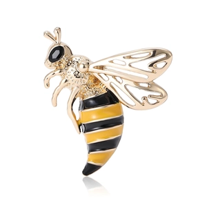 Fashion Cute Alloy Rhinestone Honeybee Brooch For Women Shiny Enamel Insect Breastpin For Suit Cardigan Dress Jewelry Gift