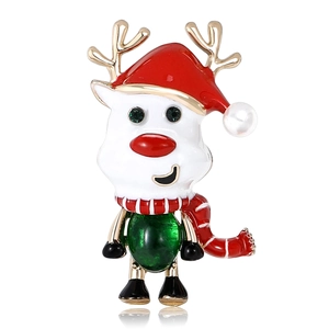 Noël Émail Renne Broche Pour Femmes Hommes Alliage Strass Fausse Künstliche Perle Festif Animal Cerf Épingle De Revers Bijoux Cadeau