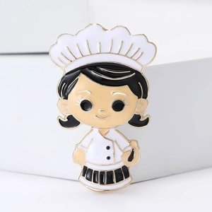 Broche créative en émail pour chef fille en uniforme blanc pour costumes et cols