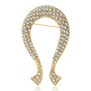 Élégante Broche en Forme de U avec Strass Pave Cristal Style Oméga Fer à Cheval en Alliage pour Femme Bijoux de Mode