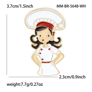 Creative cartoon female chef enamel brooch pin for suits with size 1.5 inch height