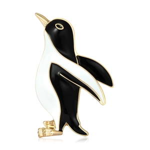 Broche Manchot en Alliage Émaillé Mignon pour Femmes Accessoires de Vêtements en Forme d'Animal Simple Bijoux