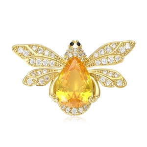Broche Abeille en Alliage de Luxe Épinglette en Cristal Goutte d'eau Colorée Corsage d'abeille Bijoux d'animaux Cadeau pour Femmes