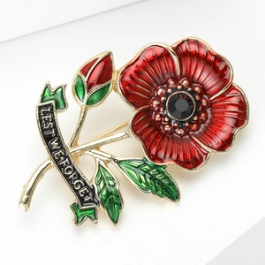 Rode Klaproos Emaille Broche Lest We Forget Herdenkingsspeld Gouden Legering Plant Bloemen Reversspeld Voor Vrouwen Sieraden Cadeau