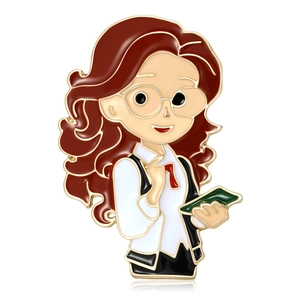 Lindo Broche de Esmalte de Mujer Doctora de Dibujos Animados de Aleación Goteo de Aceite Joyería Regalo para Enfermera Maestro Decoración de Abrigo