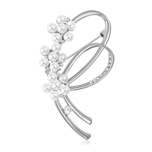 Élégante Broche Nœud de Ruban en Alliage Künstliche Perles d'imitation Strass pour Femmes Style Coréen Épingle pour Costume Bijoux de Robe