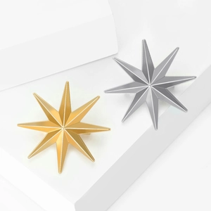 Luxury Alloy Eight-Pointed Star Brooch Pin Minimalist Geometric Metal Pin For Women Clothing Decoration Accessory