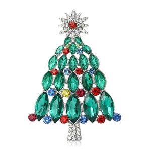 Broche Sapin de Noël en Alliage Avec Strass Émail Broche de Poitrine Bijoux de Mode pour Femmes Vert Cadeau Noël