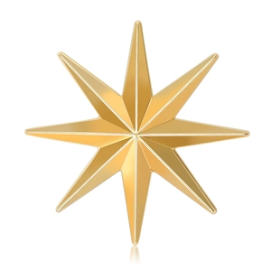 Minimalistische Legierung Achtzackiger Stern Brosche Für Damen Hochglanzpoliert Gold Silber Metall Stern Pin Für Anzüge Mäntel