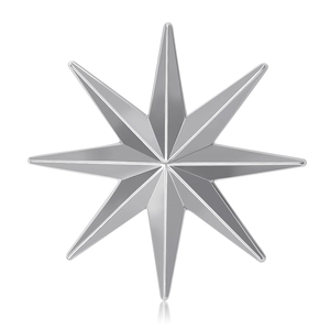Minimalistische achteckige Sternbrosche aus Silberlegierung mit 3D-Metallic-Finish