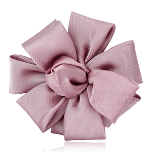 Handmade Satin Flower Brooch Hairclip Dual-Use Elegant Fabric Floral Corsage Pin For Wedding Party Office Women Jewelry