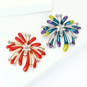 Elegant enamel firework brooches with vibrant crystals and marquise zircon accents