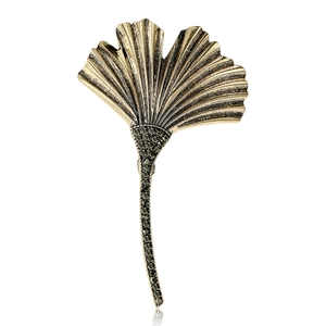 Vintage Ginkgo Leaf Alloy Rhinestone Brooch Enamel Drip Gold Silver Plated Leaf Lapel Pin For Women Fashion Jewelry Accessories