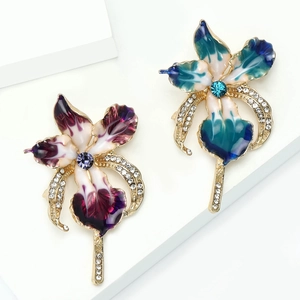 Exquisite Legierung Strass Orchidee Emaille Blume Brosche Elegante Gradient Pins Für Damen Anzug Strickjacke Corsage Schmuck