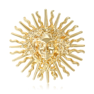 Broche Vintage en Alliage Visage de Dieu Soleil Épingles à Rayons Solaires en Relief pour Costumes de Femmes Pulls Bijoux de Mode
