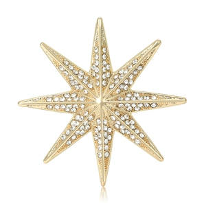 Elegant Alloy Rhinestone Eight-Pointed Star Brooch For Women Shiny North Star Corsage Pin Versatile Fashion Jewelry