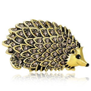 Vintage Alloy Hedgehog Brooch With Rhinestone Animal Shape Fashion Clothing Pins For Women Jewelry Accessories Gift
