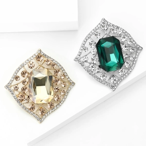 Vintage alloy glass brooches in gold and silver colors for elegant women's suits