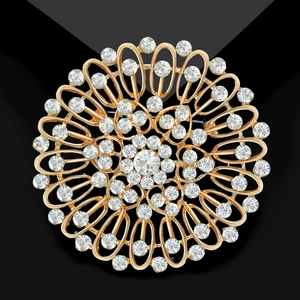 Broche élégante fleur de soleil dorée avec cristaux radiants pour vêtements femme