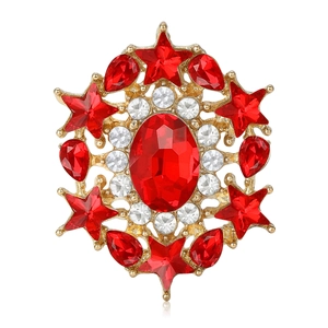 Vintage Star Shaped Alloy Rhinestone Brooch For Women Luxury Crystal Snowflake Pins For Dress Suit Wedding Banquet Jewelry