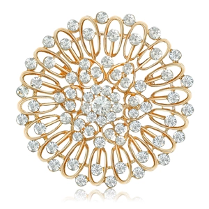 Broche Tournesol en Strass de Luxe Légère pour Femmes Élégante Broche Florale en Cristal Incrusté d'Alliage Creux pour Bijoux de Mariage