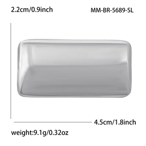 Polished silver alloy irregular rectangular brooch pin 4.5x2.2cm fashion accessory