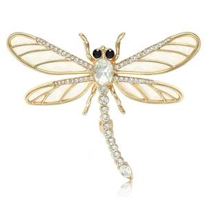 Élégante Broche Libellule en Alliage avec Strass pour Femmes Broche Vintage Forme d'Insecte pour Costume Manteau Bijoux Décoration
