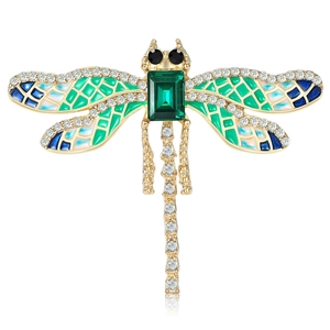Spilla a Libellula in Lega Vintage Con Smalto Colorato e Strass Intarsiati Squisito Perno in Vetro Per Gioielli da Donna