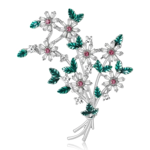 Broche Bouquet de Fleurs Marguerite en Émail Élégante Vintage en Acrylique Avec Strass Incrustés Broche Corsage pour Costumes Robes Bijoux