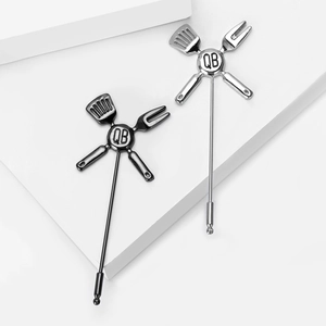 Creative Alloy Enamel Kitchenware Brooch BBQ Spatula Fork Lapel Pin For Men Women Unisex Fashion Jewelry Accessories